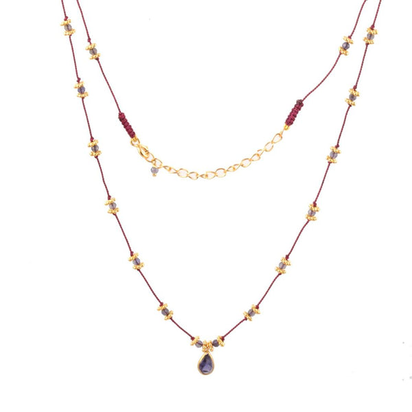 Vama Couture Rati Necklace | Metal-Gold | Stone: Purple Pearl | Finish-Shiny