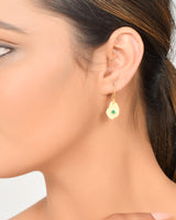 Vama | Zohra Earrings | Metal-Sterling Silver | Stone-Green Onyx | Finish-Matt