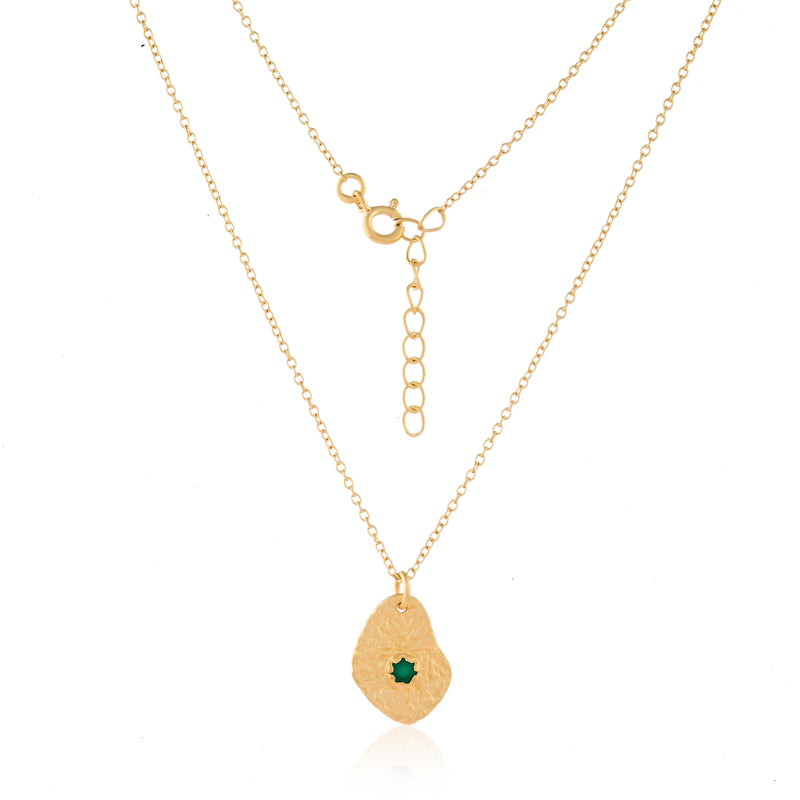 Vama | Zohra Necklace | Metal-Sterling Silver | Stone-Green Onyx | Finish-Matt