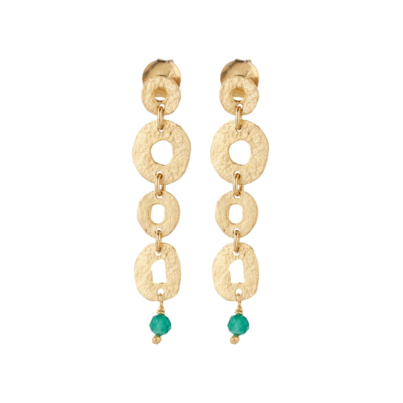 Vama Couture Athena Earrings | Metal-Gold | Stone-Green Onyx | Finish-Shiny