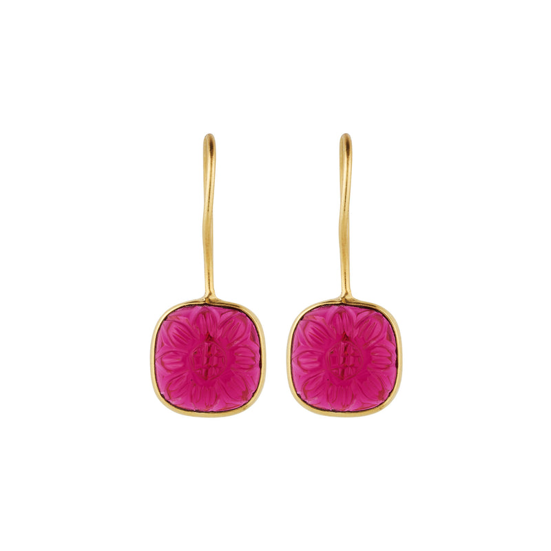 Vama Couture Calista Earrings | Metal-Gold | Stone-Pink Tourmaline Glass | Finish-Shiny