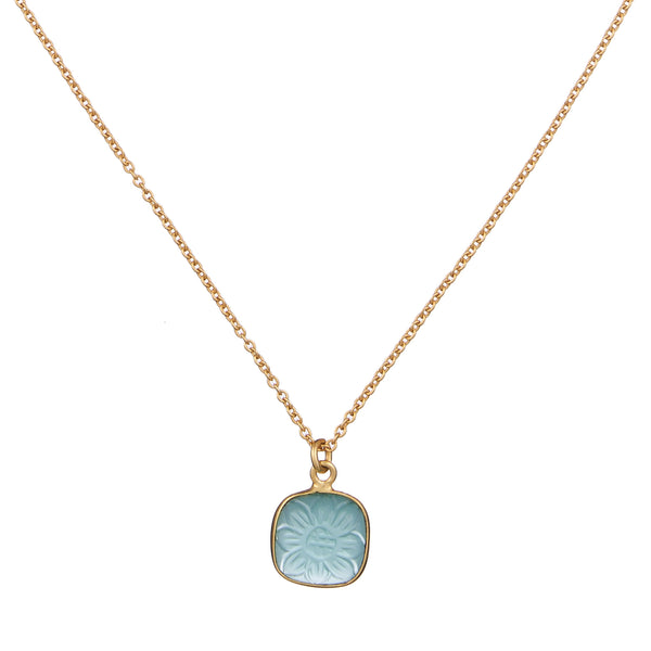 Vama Couture Caliste Necklace | Metal-Gold | Stone-Aqua Chalcedony | Finish-Shiny