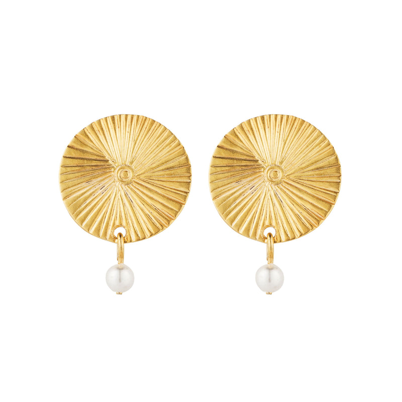 Vama Couture Franca Earrings | Metal-Gold | Stone-Freshwater Pearl | Finish-Shiny