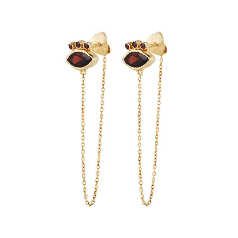 Vama Couture Tara Earrings | Metal-Gold | Stone-Garnet | Finish-Shiny