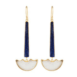Vama Couture Calantha Earrings | Metal-Gold | Stone-Lapis Lazuli + Moonstone | Finish-Shiny