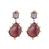 Vama Couture Cossa Earrings | Metal-Gold | Stone: Two-Tone Purple | Finish-Shiny