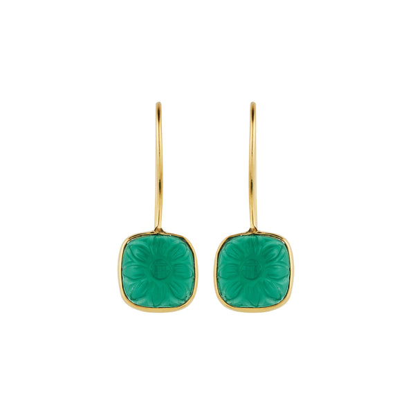 Vama Couture | Calista Earrings in Sterling Silver with Green Onyx | Shiny Finish | Elegant Jewellery Australia