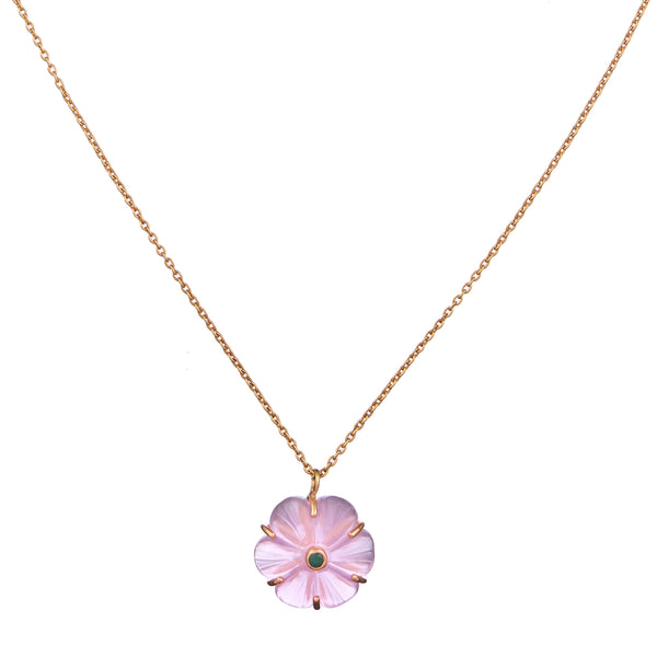 Vama Couture Asteria Necklace | Metal-Gold | Stone-Pink quartz | Finish-Shiny