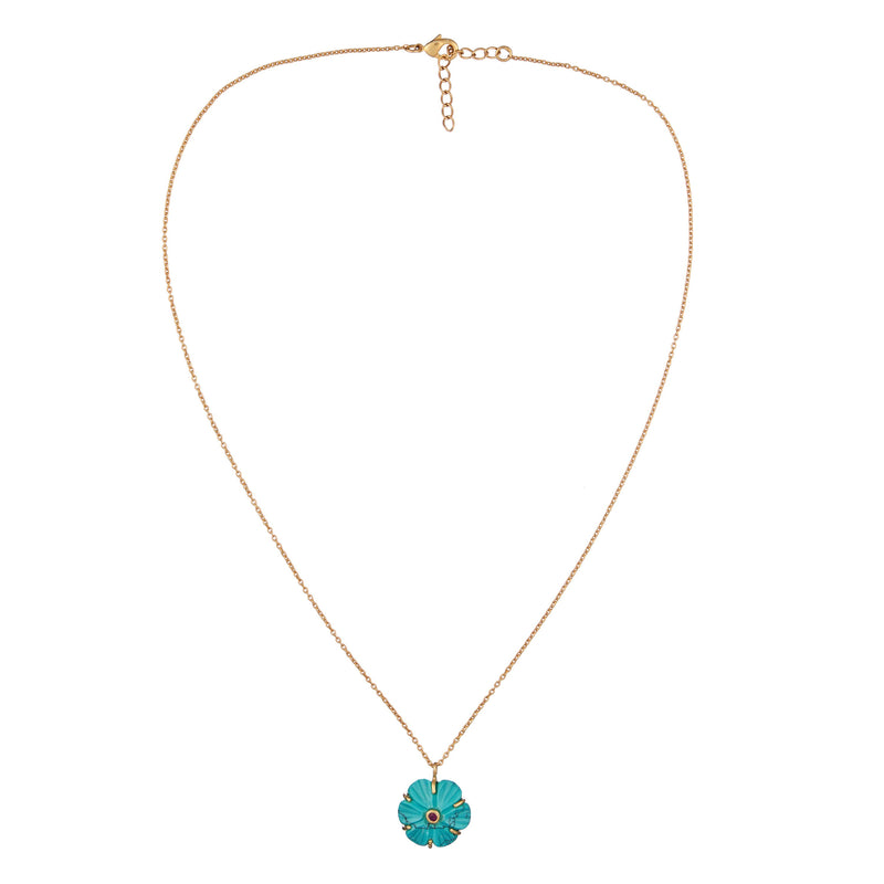 Vama Couture Asteria Necklace | Metal-Gold | Stone-Turquoise | Finish-Shiny