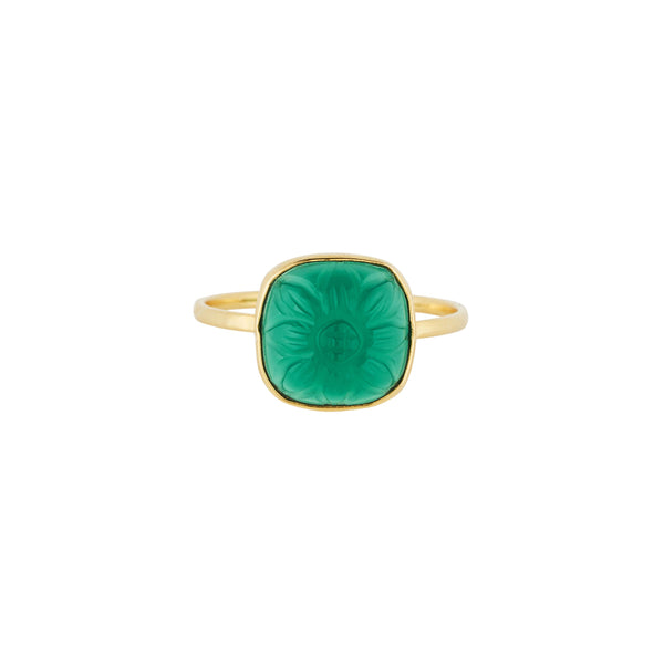 Vama Couture Calista Ring | Metal-Gold | Stone-Apetite glass | Finish-Shiny
