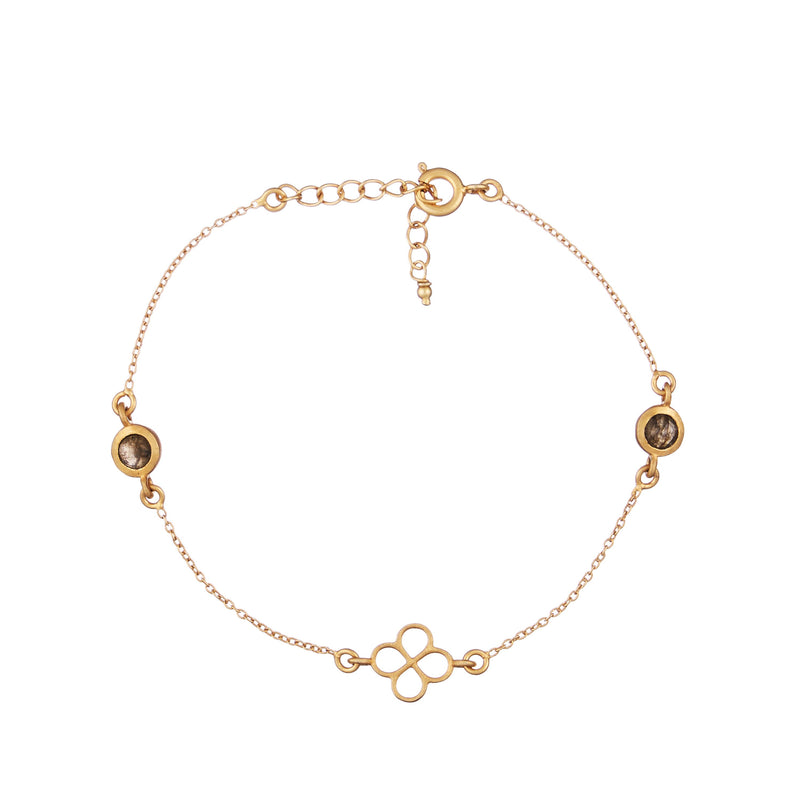 Vama Couture Mytros Bracelet | Metal-Gold | Stone-Labarodorite | Finish-Brushed
