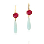 Vama Couture Solana Earrings | Metal-Gold | Stone-Aqua Chalcedony | Finish-Shiny