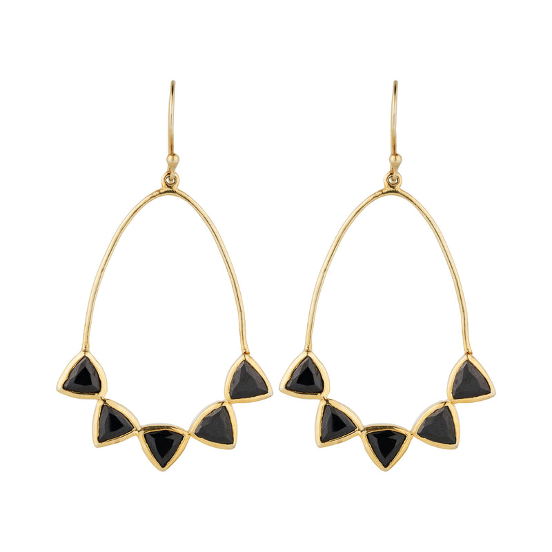 Vama Couture Adara Earrings | Metal-Gold | Stone-Black Onyx | Finish-Shiny