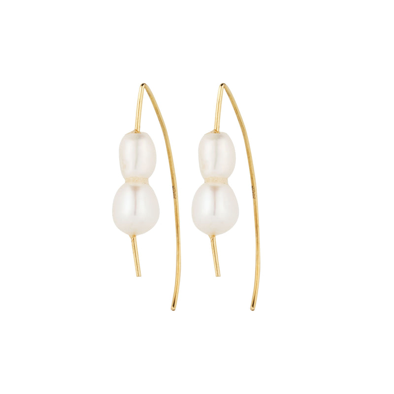 Vama Couture Lucia Earrings | Metal-Gold | Stone-Freshwater Pearl | Finish-Brushed