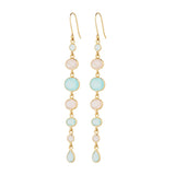 Vama Couture Lyla earrings | Metal-Gold | Stone-Aqua Chalcedony+Rose Quartz | Finish-Shiny